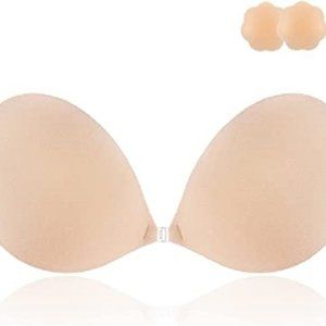 Niidor Adhesive Strapless Sticky Invisible Push Up Fabric Bra Size D